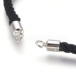 コットンコードブレスレット作り  真鍮パーツ  命の木とフラットラウンド  ブラック  8-5/8インチ（22cm）  穴：2mm&nbsp;KK-F758-03H-P