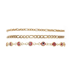 304 Stainless Steel Cable Chains & Evil Eye Lampwork Link Chains Bracelets for Women&nbsp;BJEW-JB12449-03
