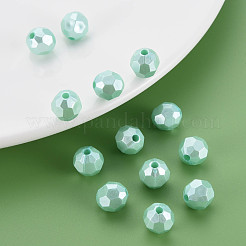 不透明なアクリルビーズ  多面カット  ラウンド  アクアマリン  9.5mm  穴：2mm  約1050個/500g&nbsp;MACR-S373-69-A01