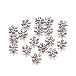 Ccbプラスチックスペーサービーズ  スノーフレーク  花  アンティークシルバー  7x2mm  穴：1.5mm&nbsp;CCB-K003-40AS