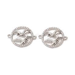 Brass Micro Pave Clear Cubic Zirconia Connector Charms&nbsp;KK-E068-VB293