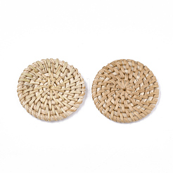 Handmade Reed Cane/Rattan Woven Beads&nbsp;WOVE-T006-128B
