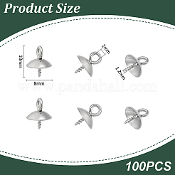 304ステンレススチールペグベイルペンダント  片穴パーツ用  ステンレス鋼色  10x8mm  穴：2mm  ピン：1.2mm  100個/箱&nbsp;STAS-UN0002-26P