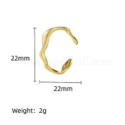 ウェーブ 304 ステンレススチール カフリング  開いた指輪  18KGP本金メッキ  22x22mm&nbsp;LC5110-1