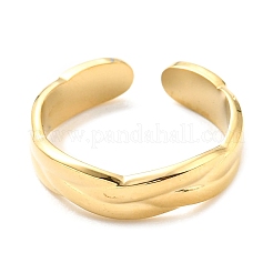 女性用304ステンレススチールオープンカフリング  14KGP本金メッキ  usサイズ7 1/4(17.5mm)&nbsp;RJEW-C016-19G