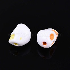 不透明なアクリルビーズ  スカル  ミックスカラー  9.5x7.5x8mm  穴：1.8mm  約1219個/500g&nbsp;SACR-T035-04M