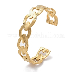 女性用304ステンレススチール中空カフバングル  ゴールドカラー  内径：2-3/8x1-7/8インチ（6.1x4.8cm）&nbsp;BJEW-B108-05P