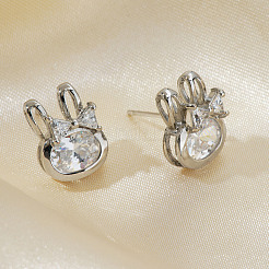 Mini Rabbit Brass Stud Earrings&nbsp;ZL6900