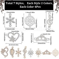 56Pcs 14 Style Alloy Crystal Rhinestone Connector Charms&nbsp;FIND-SC0007-90