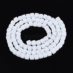 不透明なフロスト ガラス ビーズ 連売り  キューブ  多面カット  ホワイト  4~4.5x4~4.5x4~4.5mm  穴：1~1.2mm  約97~98個/連  16.14~16.54インチ（41~42cm）&nbsp;GLAA-N072-01A-B01