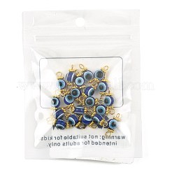 20Pcs Resin Evil Eye Round Bead with 304 Stainless Steel Connector Charms&nbsp;PALLOY-FS00071-02