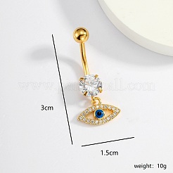 Eye-shaped 201 Stainless Steel Clear Cubic Zirconia Navel Rings for Women's Party Wear&nbsp;XS3043