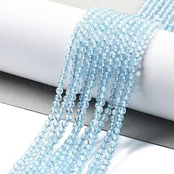 天然ブルートパーズビーズ連売り  多面カット  ラウンド  3mm  穴：0.8mm  約124~126個/連  15.24~15.47''（38.7~39.3センチメートル）&nbsp;X-G-H079-A02-03