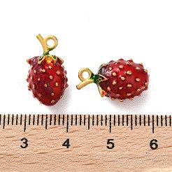 合金エナメルチャーム  カドミウムフリー＆ニッケルフリー＆鉛フリー  マットゴールドカラー  苺  17.5x10x10mm  穴：1.5mm&nbsp;FIND-O003-12G-MG