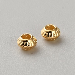 925スターリングシルバーコルゲートビーズ  ロンデル  ゴールドカラー  4x2.5mm  穴：1.8mm&nbsp;STER-WH0027-05G-03
