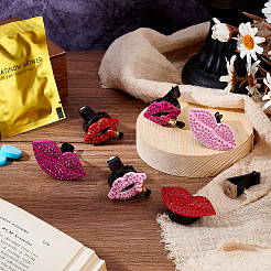 6Pcs 6 Styles Lip Shape Alloy Rhinestone Air Vent Clips&nbsp;AJEW-FH0004-67