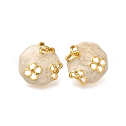 304ステンレススチールエナメルスタッドピアス  中空の花  パパイヤホイップ  24x24mm&nbsp;EJEW-S254-02B-G