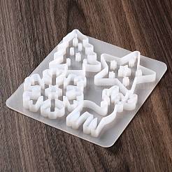 DIYペンダントシリコンモールド  レジン型  ホワイト  混合図形  130x115x10mm  穴：3mm  内径：57~63x40~57mm&nbsp;SIMO-Z005-16B
