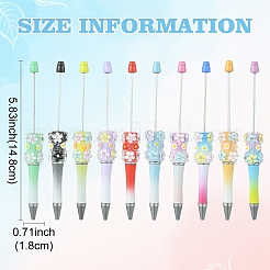10色の花のプラスチックビーズペン10本  ボールペン  DIYの個性的ペン用  ミックスカラー  148x18mm  1pc /カラー&nbsp;FIND-YW0008-56