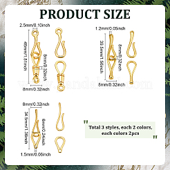 12Pcs 6 Styles Brass Hook and S-Hook Clasps&nbsp;KK-PH0013-67