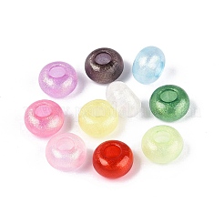 クリアアクリルヨーロピアンビーズ  ロンデル  大穴ビーズ  グリッターパウダー付き  ミックスカラー  13.5~14x8~8.5mm  穴：5.5mm  約549個/500g&nbsp;OACR-Q200-18