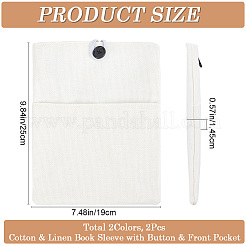 2Pcs 2 Colors Cotton & Linen Book Sleeve with Button & Front Pocket&nbsp;ABAG-CP0001-12