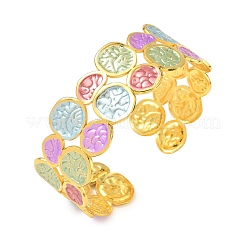 Brass Enamel Cuff Bangles for Women&nbsp;BJEW-A173-02G