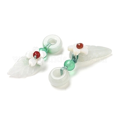 Natural Jadeite & Natural Green Onyx Agate & Crystal Dnout/Leaf Pendant Decorations&nbsp;G-G008-06