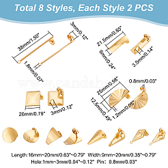 16Pcs 8 Style 304 Stainless Steel Stud Earrings Finding&nbsp;STAS-UN0042-34