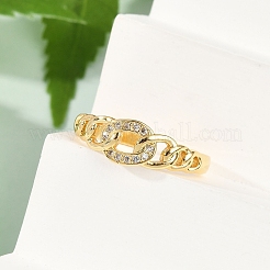 Brass Micro Pave Clear Cubic Zirconia Open Cuff Rings&nbsp;RJEW-G343-25G