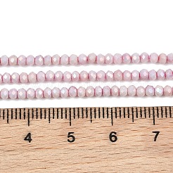 電気めっきロンデルガラスビーズ連売り  天然石風  多面カット  染め  パールピンク  2.5x2mm  穴：0.7mm  約179個/連  14.57''（37センチメートル）&nbsp;GL-T021-2x2.5mm-17-20