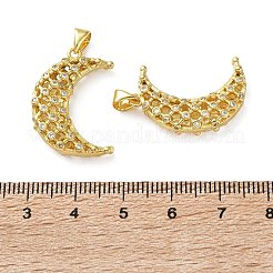 真鍮マイクロパヴェクリアキュービックジルコニアペンダント  ムーンチャーム  18KGP本金メッキ  25x17.5x5.5mm  穴：3x4.5mm&nbsp;KK-D221-19G-05