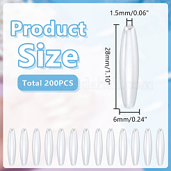 楕円形のアクリル模造パールビーズ200個  ホワイト  28x6mm  穴：1.5mm&nbsp;OACR-HY0001-20