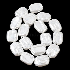 電気メッキ不透明ガラス模造真珠ビーズ連売り  長方形  ホワイト  24~25x18~19x7mm  穴：1.2mm  約17個/連  15.55''（39.5センチメートル）&nbsp;EGLA-H113-01B