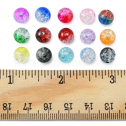 420個15色透明クラックルアクリルビーズ  ラウンド  ミックスカラー  8x7.5mm  穴：1.8mm  28個/カラー&nbsp;CACR-FS0001-01