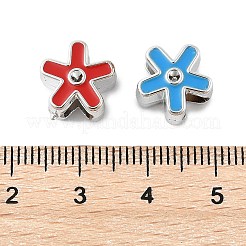 CCBプラスチックヨーロピアンビーズ  大穴ビーズ  エナメルスタイル  花  11x11x7.5mm  穴：5mm&nbsp;CCB-M003-01F