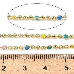 真鍮製ボールチェーン  エナメル  カドミウムフリー＆ニッケルフリー＆鉛フリー  ハンダ付け  スプールで  金メッキ  カラフル  2.5x2mm&nbsp;CHC-C007-02G-02