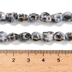 合成ターコイズビーズ連売り  スカル  染め  スプレー塗装  ライトスチールブルー  8x6x7mm  穴：1mm  約47個/連  14.17''（36センチメートル）&nbsp;TURQ-F019-02I