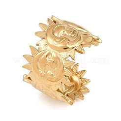 女性用304ステンレススチールカフオープンリング  太陽  ゴールドカラー  15.5mm  内径：17mm&nbsp;SA-CBABC0E-01G