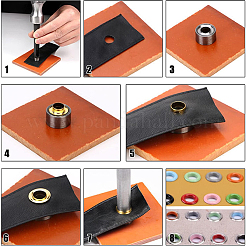 200セット10色の鉄製グロメットアイレット金具  ワッシャー付き  バッグ修理交換パック用  ミックスカラー  7.5x4mm  内径：4.5mm  20個/セット&nbsp;SCRA-GF0001-10B-05