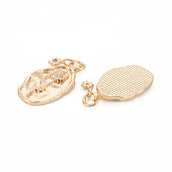 Brass Light Rose Rhinestone Pendants&nbsp;KK-S364-218