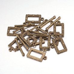 チベット風合金マンテル  長方形  アンティークブロンズ  矩形：20x11.5mm  バー：22x5mm  穴：2.5mm&nbsp;MLF5079Y