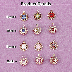 12Pcs 6 Color Rack Plating Brass Micro Pave Clear Cubic Zirconia Pendants&nbsp;KK-GA0001-08-RS