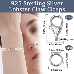 4Pcs 925 Sterling Silver Lobster Claw Clasps & 20Pcs Open Jump Rings&nbsp;STER-BBC0006-23