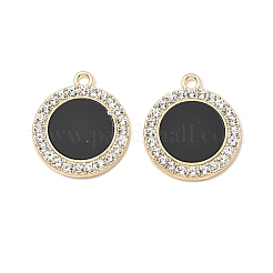 合金ラインストーンペンダント  アクリル  フラットラウンド  ゴールドカラー  22x19x2.5mm  穴：1.8mm&nbsp;FIND-B051-08G