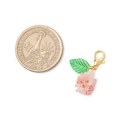 花のつや消し透明アクリルペンダント装飾  ゴールド合金製カニカン付き  ミックスカラー  31mm  12個/セット&nbsp;HJEW-JM03714