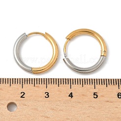 304ステンレススチールツートンフープピアス  イオンプレーティング（ip）  18KGP本金メッキ＆ステンレススチールカラー  リング  19x2.5mm&nbsp;EJEW-P313-02C-G