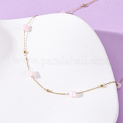 304 Stainless Steel with Dyed Pink Natural Shell Disc Beads Link Chain Necklaces for Women&nbsp;NJEW-K255-46G