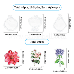 漫画の花の紙ステッカーラベルセット  ペット用粘着ステッカー付き  ミックスカラー  40~129x24~100x0.1~0.3mm&nbsp;DIY-SC0031-01