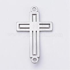 変色しにくい201ステンレススチールリンクコネクター  クロス  ステンレス鋼色  29.5x17x1mm  穴：1.5mm&nbsp;STAS-S061-09A